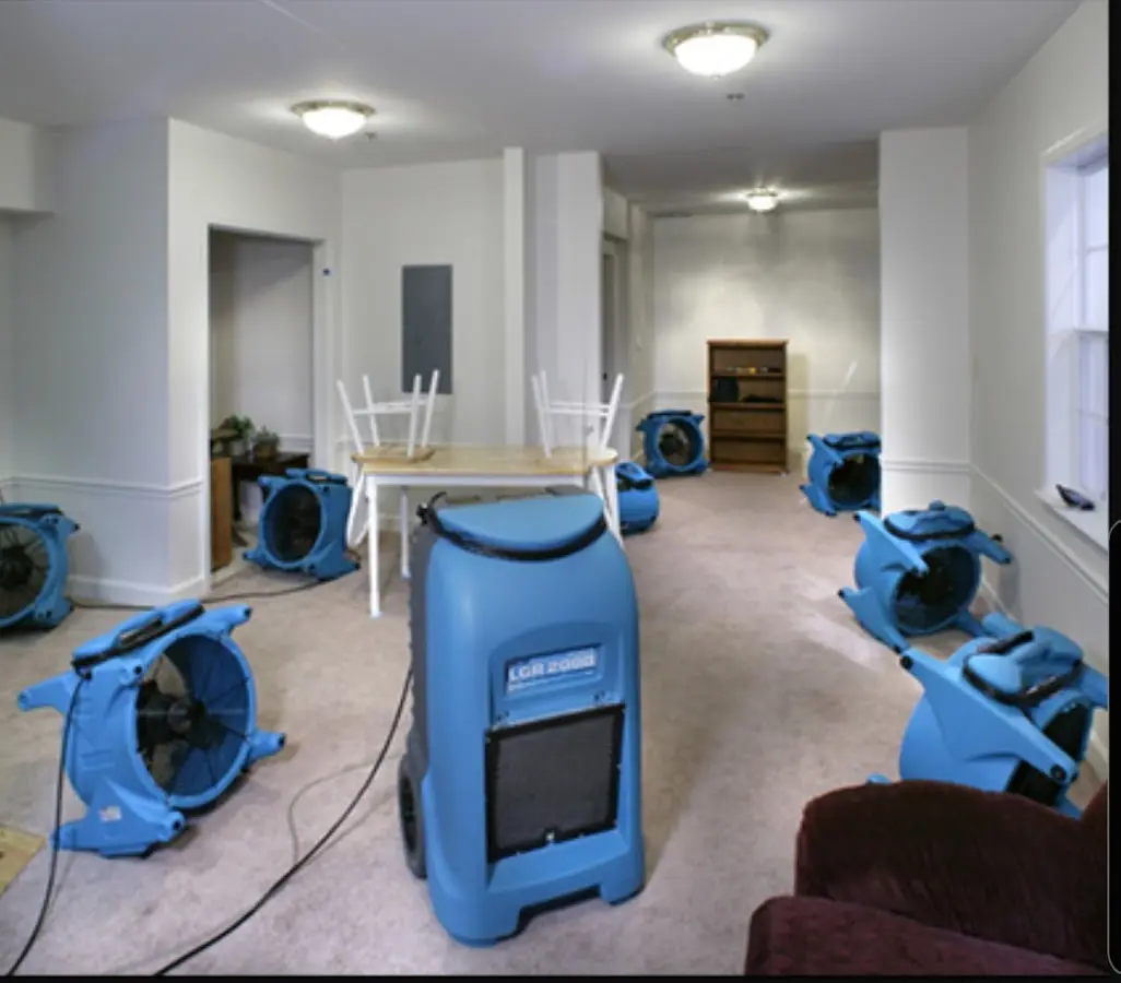 Air movers and dehumidifier setup for Water Damage Restoration in North Myrtle Beach